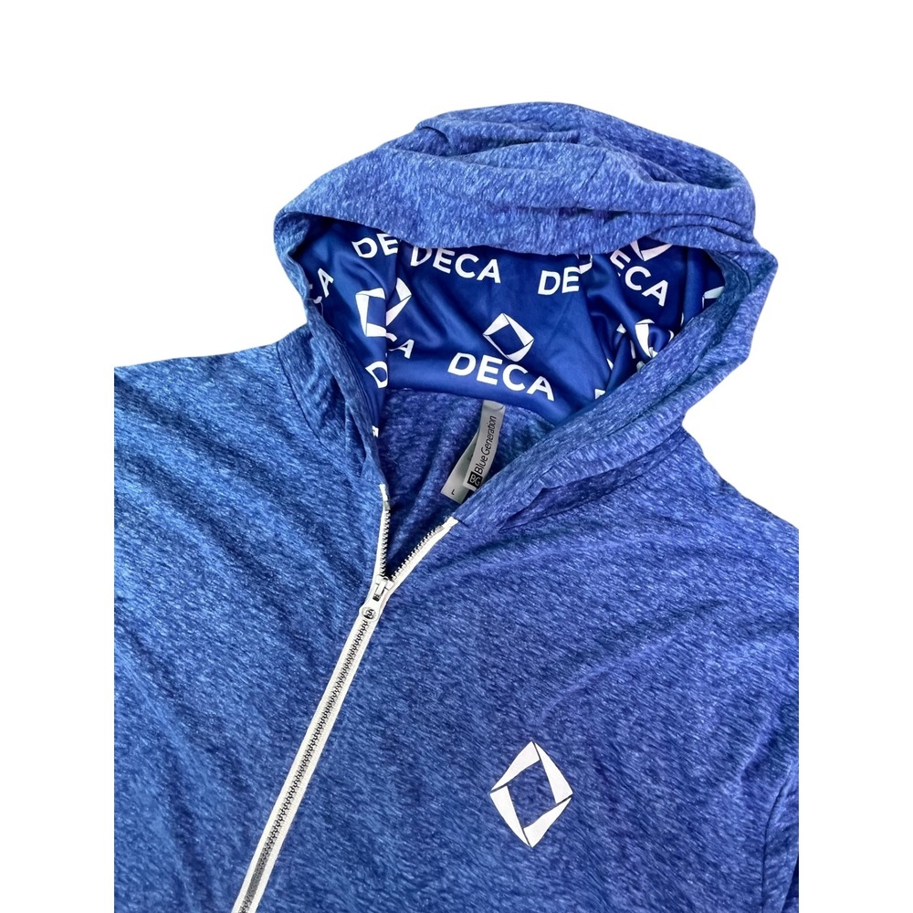 Blue Generation  Women's DECA Full Zip Hoodie Royal Blue Heather Lined Hood Lg